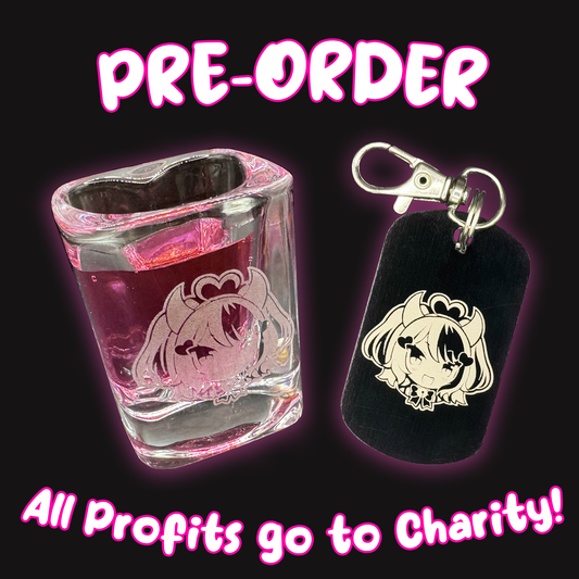 [FUNDRAISER] Ironmouse Heart-Shaped Shot Glass + BONUS Metal Dog Tag Keychain [PRE-ORDER]